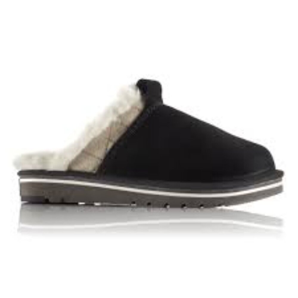 Sorel Women's Black Newbie Suede Faux Fur Slip-On Winter Casual‎ Slippers Size 7